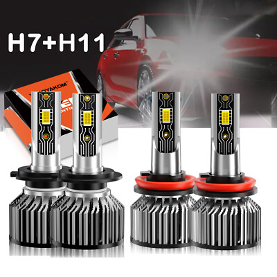 For Chevrolet Traverse 2013-2020 LED Headlight Bulb High/Low Beam Kit 4Pcs White