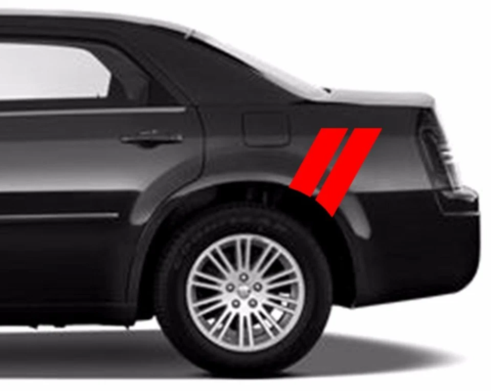 Calcomanías de vinilo para guardabarros trasero de 4" doble barra de hash rayas para Chrysler 300 Foto 4 de 4