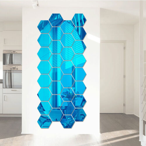 12Pcs Hexagonal Frame Stereoscopic Mirror Wall Sticker DecorationATAT - Picture 1 of 18