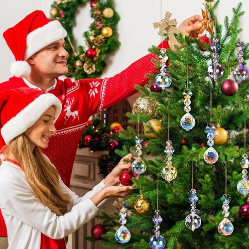 12 PCS Christmas Crystal Ball Decorations Iridescent Tree Hanging Acrylic Orn... - Picture 6 of 7