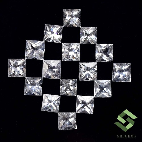 Natural White Sapphire Square Princess Cut 3.50 mm Lot 5 Pcs 1.41 CTS Loose Gems - Picture 5 of 6