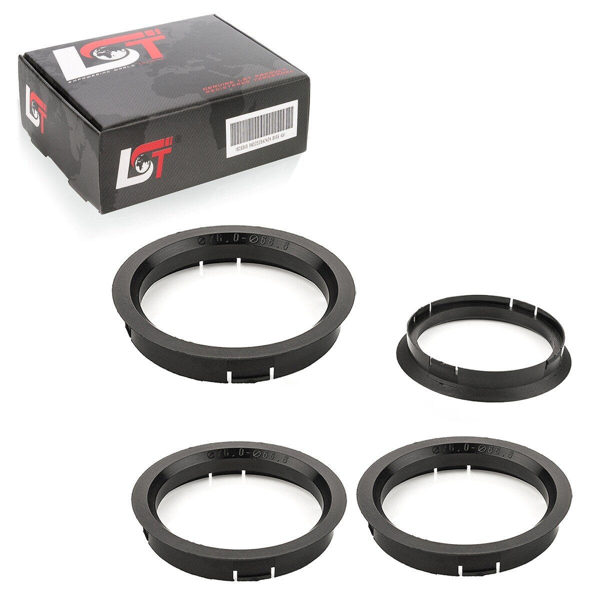4x Distance Rings Black Centering Alloy Wheels Ø 76,0 - 66,6 MM for Daihatsu