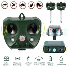 1/2PACK Solar Ultrasonic Animal Repellent Dog Skunk Deer Raccoon For Garden Yard