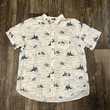 Eddie Bauer Men  s Short Sleeve Button Down Shirt Mountains Trees 2XL Classic Fit