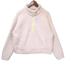 Arizona Jean Co Sherpa Fleece Half Zip Teddy Pullover Cream Women L Cozy Plush