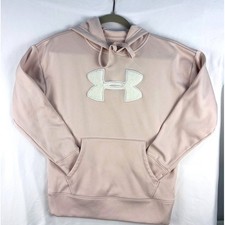 Under Armour Womens ColdGear Hoodie Pink Sherpa Logo XS Loose Fit Sweatshirt