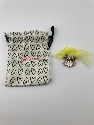 Brighton Daisy Flower Charm & Bead Set Pink White Orange Enamel Hearts +Gift Bag
