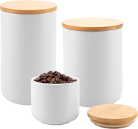 3 StüCk Keramik Vorratsdose Set Mit Holzdeckel FüR Kaffee Tee Zucker