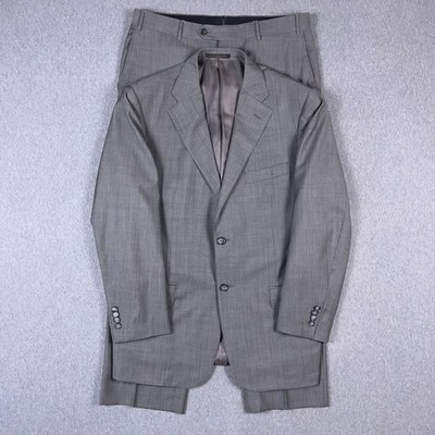 Corneliani Suit Mens IT 52R US 42 / 36x28 Gray Striped Wool Made in Italy