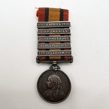 Genuine Boer War Queen's South Africa Medal Miniature Diamond Hill 5 Bars