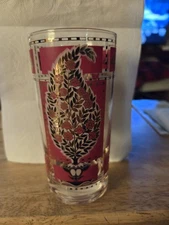 1960'S MCM SIGNED GAY FAD RED & 24K GOLD 11 OZ. HIGHBALL GLASSES (8)