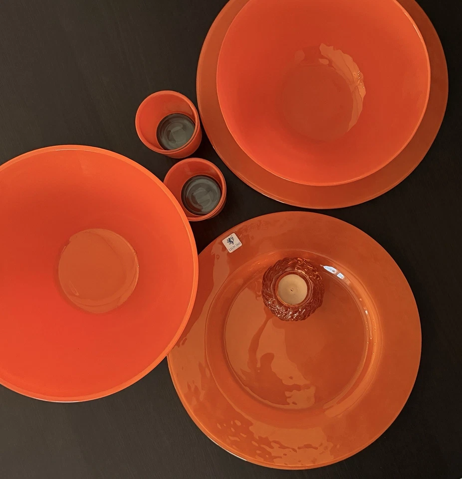 Platzteller, Dekorationsteller, Glas, Set 2 Stck, 34cm, Farbe Orange, Gebraucht - Bild 4 von 4