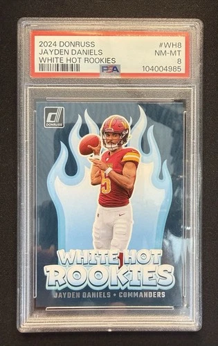 Jayden Daniels-2024 Donruss White Hot Rookies RC #WH8 Commanders PSA 8