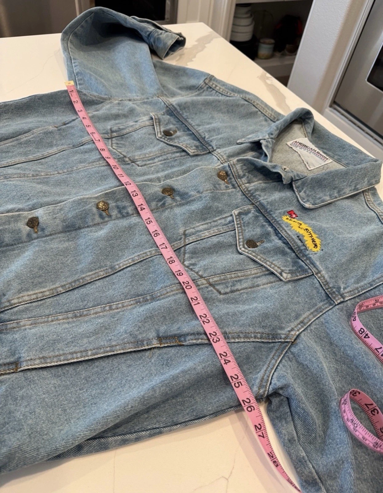 American Born MTV Beavis and Butt-Head Embroidered Denim Trucker Jacket XL image 9