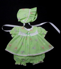 Vintage Style Green Baby/Reborn Doll Dress Handmade New NB
