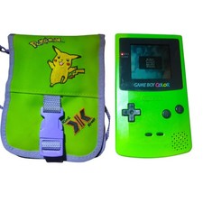 Nintendo Game Boy Color Lime Green Verde + Custodia Pokemon Pikachu Vintage