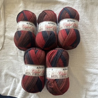 Patons Classic Merino Wool Yarn 5 Skeins Variegated
