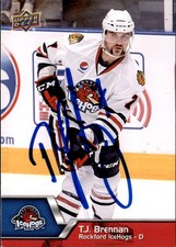 T.J. Brennan Signed Autographed 2014-15 Upper Deck AHL card Rockford IceHogs
