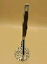Vintage Potato Masher Japan Stainless Steel Beige Plastic Handle Hang Hole