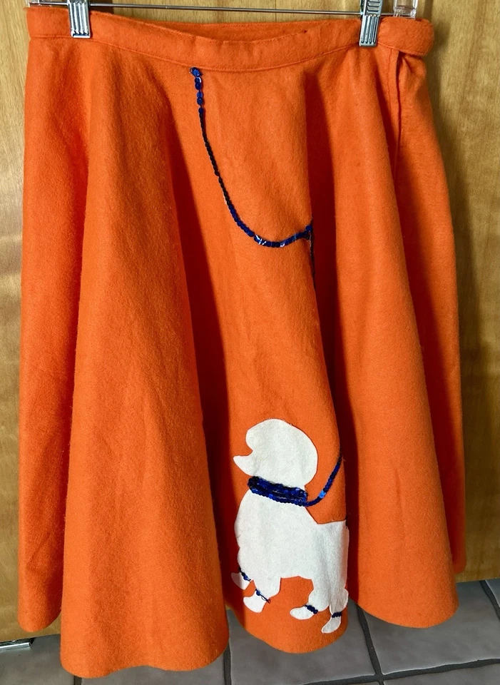 VINTAGE HANDMADE POODLE SKIRT WITH BLUE SEQUINS- SIZE: MEDIUM - Image 2 of 4
