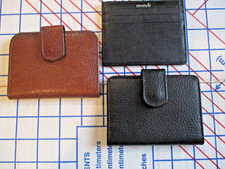 Lot 3 NEW/Old Stock Leather Unisex Small/Slim Credit Card/ID Wallets:Blk Brown