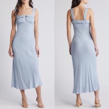 Reformation Tancy Midi Dress In Mineral Blue 8