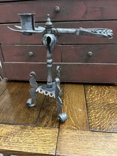 Antique Primitive Nineteenth Century Iron Alpine Wax Jack. Ca. 1820