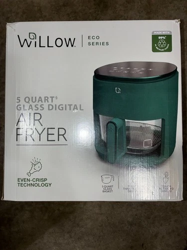 ✅ Willow Kitchen 5 Quart Digital Glass Air Fryer Touch Screen White