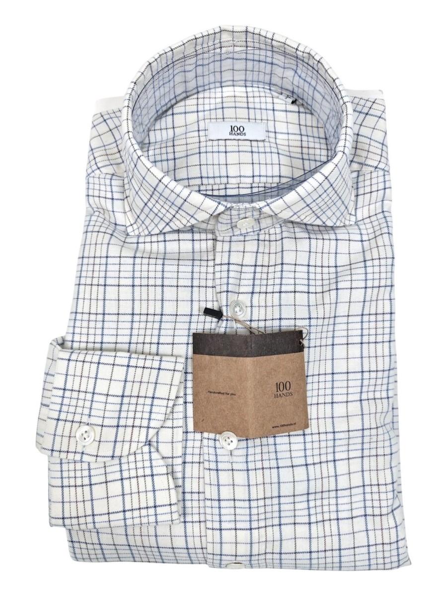 100 hands dress shirts 100Hands | Hand Made | Luxury Shirt | Chocolate Brown Wool Poplin Shirt EU38