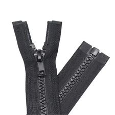 2PCS 5 52 inch Separating Jacket Zippers, Black, Molded Plastic, Bulk, Sewing