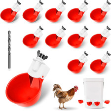 Chicken Water Cups 12 Pack, Automatic Filling Waterer Feeder Bowl, Gravity Poult
