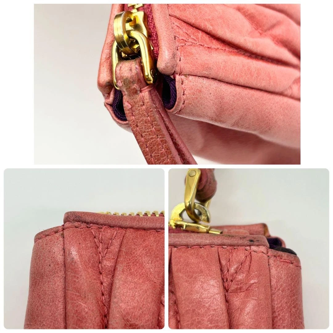 Pochette Miu Miu Matelass marsupio festa tela pelle rosa USATA originale #S2264