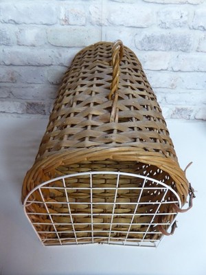 Vintage Weidenkorb Rattan Katze kleine Hunde Haustier Reise Trage Korb 16'' x 11'' x 13''