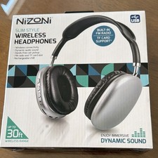 Silver Black Wireless USB 3.5mm Headband HEADPHONES Built-In FM Radio Mic
