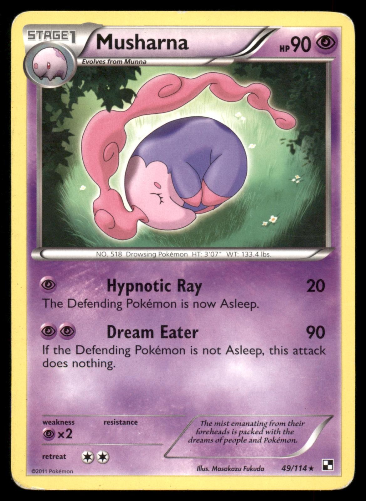 Musharna 49/114 Rare Black & White Pokemon Heavily Played
