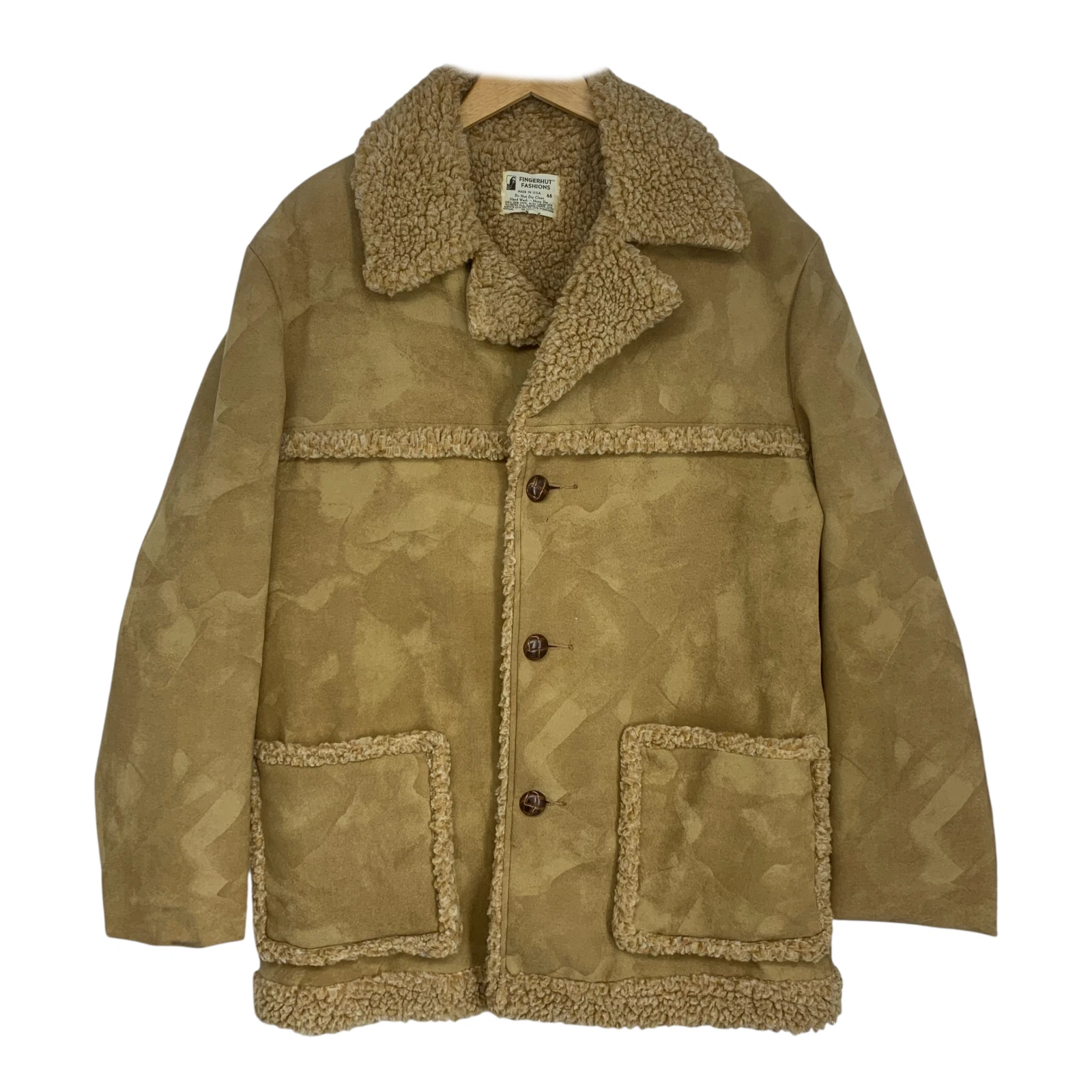 Vintage 70s Fingerhut Sherpa Lined Faux Suede Ranch Coat Mens 46 Western image 2