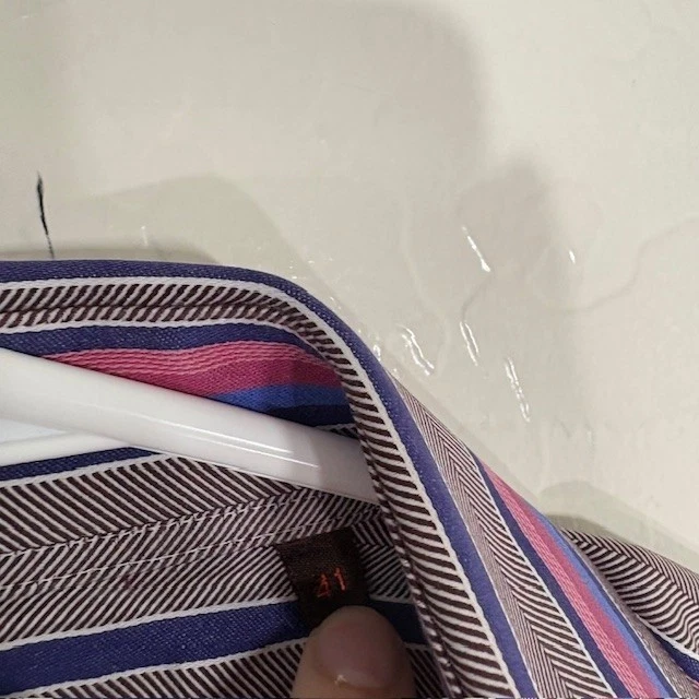 Etro рубашка мужская 41 большой многоцветный в полоску на пуговицах длинным рукавом сделано в Италии - Изображение 4 из 4