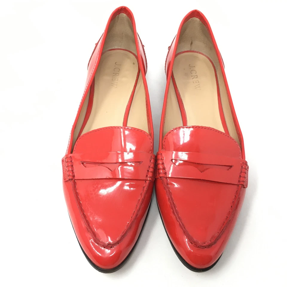 Zapatos planos mocasines J Crew Collins Penny para mujer talla 9,5 charol rojo Foto 4 de 4
