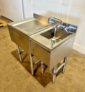 BK RESOURCES 18-18S UNDERCOUNTER BAR ALL S.S DRAINBOARD & SINK W/ SOAP DISPENSER