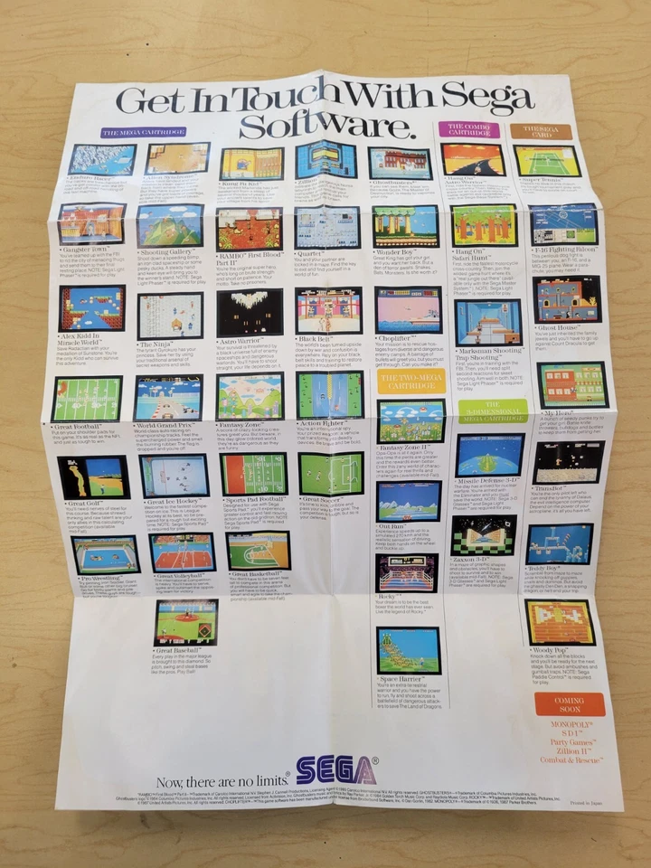 Vintage 1987 Take Hold of the SEGA Adventure Master System Insert Promo Poster  - Image 3 of 3