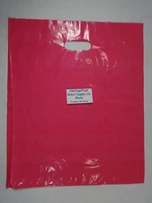 200 Qty. 15" x 18" x 4" Pink Glossy Low Density Merchandise Retail Shopping Bags