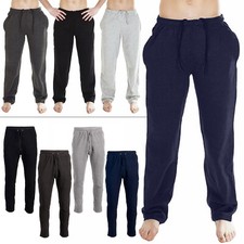 Mens Trouser Fleece Elasticated Joggers Open Hem Jogging Bottoms Men Track Pants