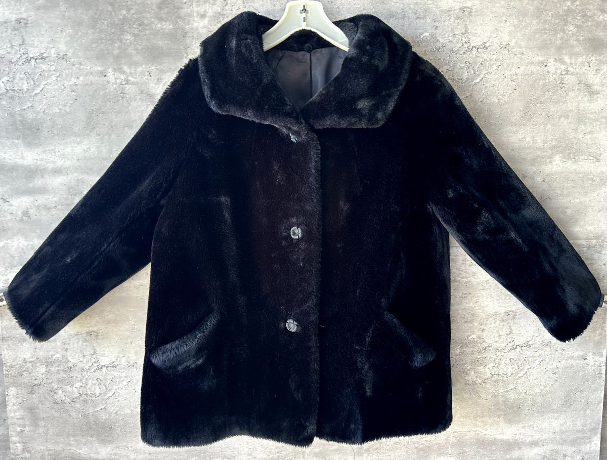 D&Gコート Vintage 1964 Borgana by Sportowne Swing Glam Hollywood Black Faux