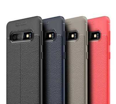 For Samsung Galaxy S10 S10 Plus Case Leather Style Rugged Silicone Hybrid  Cover UK