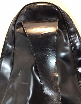 Vintage GUCCI Black Patent Leather One Shoulder Backpack Bamboo