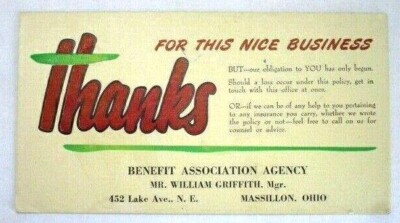 Massillon Ohio - Benefit Association Agency Blotter - E8A-14