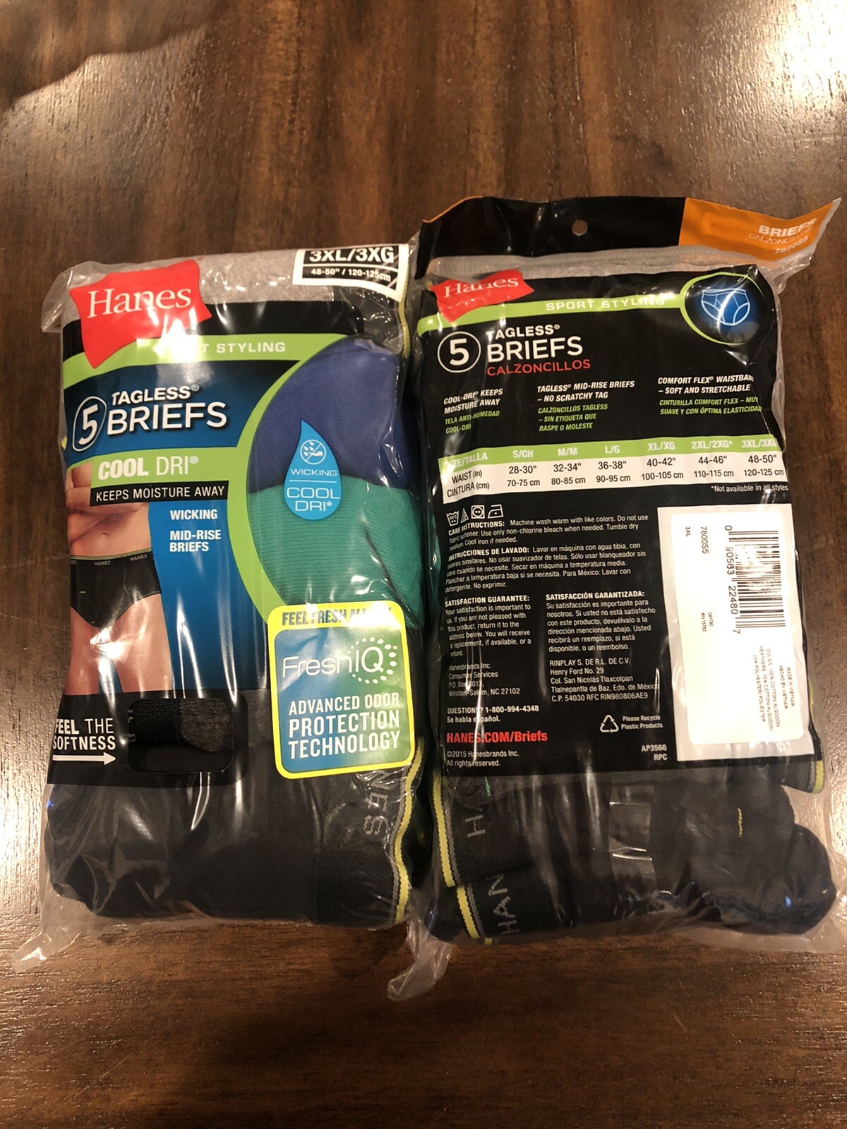 Hanes Big Men's Cool Dri Mid-Rise Briefs 5-Pack With FreshIQ - 2XL-3XL