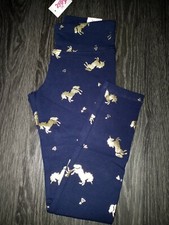 Girls justice full length legging size 12 new navy w/gold Unicorns
