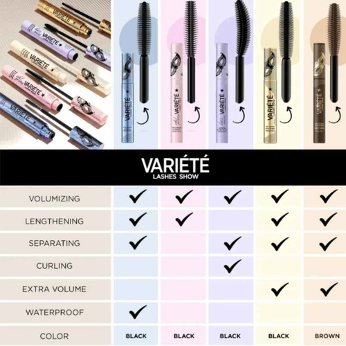 Eveline Variete Lashes Show Mascara Full Volume and Ultra Length 10ml All Shades - Picture 4 of 8