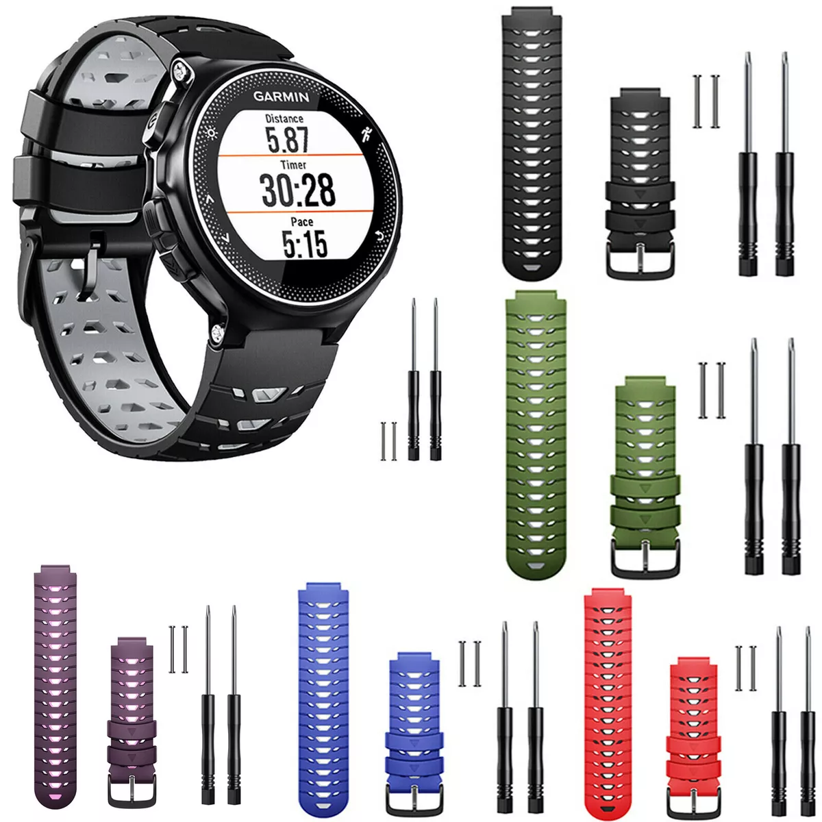 Bracelet de montre en silicone pour Garmin Forerunner 620/230